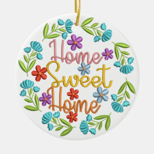 Home Sweet Home Quote Beautiful Colour Flowers Ceramic Ornament