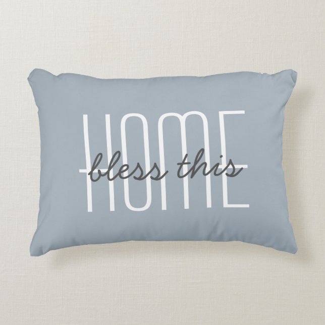 Home Sweet Home Quote Blue Customize Decorative Accent Pillow (Front)