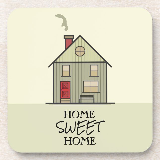 Home Sweet Home Quote Cute House Coaster (Front)