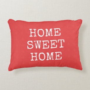 Home sweet home quote minimal coral  accent pillow