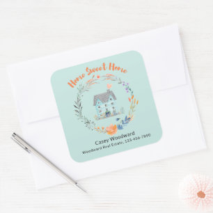 Home Sweet Home Real Estate Budget Marketing Chic Square Sticker