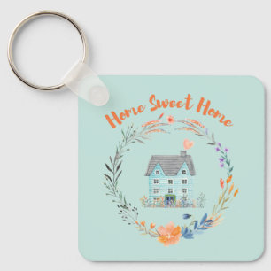 Home Sweet Home Real Estate Chic Modern Homeowner Keychain