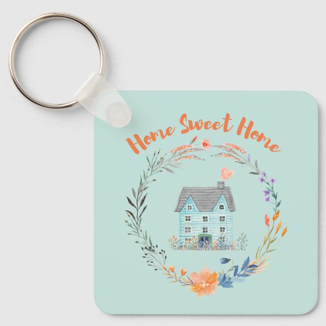 Home Sweet Home Real Estate Chic Modern Homeowner  Keychain (Front)