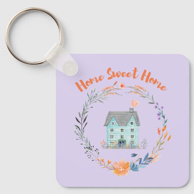 Home Sweet Home Realtor Closing Thank You Clients  Keychain (Front)
