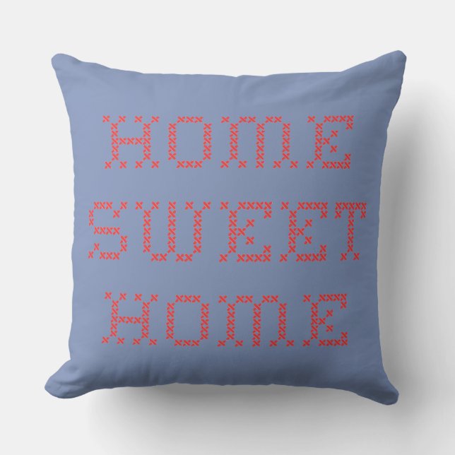Home Sweet Home Red Cross Stitch Outdoor Pillow (Front)