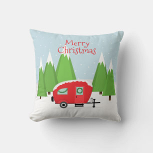 Home Sweet Home Retro Camper Christmas Throw Pillow