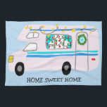 HOME SWEET HOME Retro Camper Motorhome RV Xmas Kitchen Towel<br><div class="desc">Decorate your kitchen with this cool towel. Makes a great holiday,  birthday,  housewarming or anniversary gift! 
You can customize it and add text too.
Check my shop for lots more colours and patterns plus matching kitchen stuff!</div>