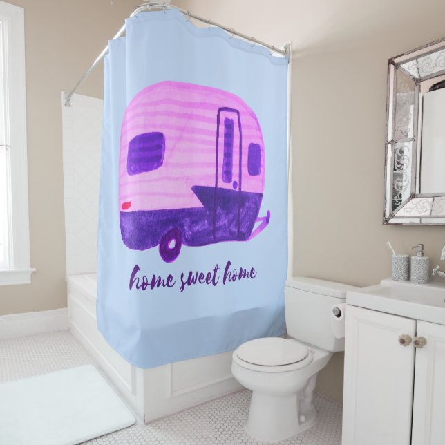 Home Sweet Home Retro RV Trailer Camper Watercolor (In Situ)
