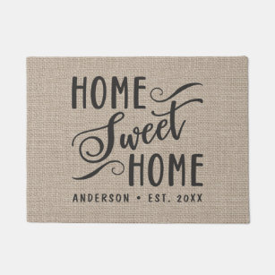 Home Sweet Home Rustic Burlap Country Family Doormat