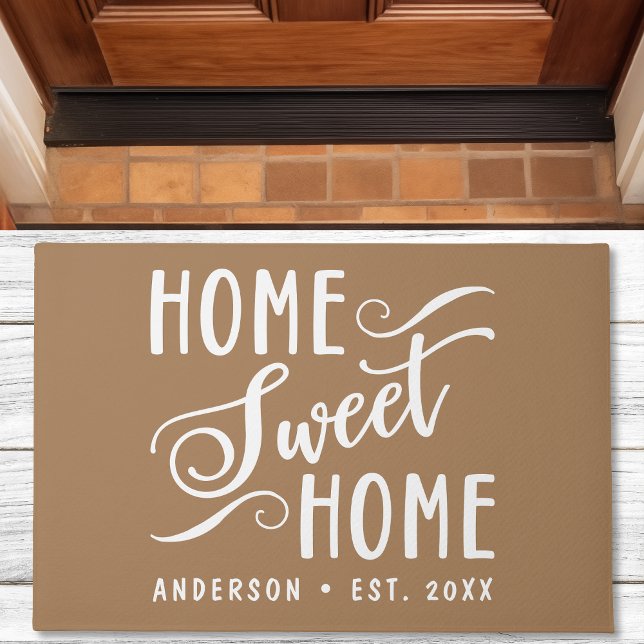 Home Sweet Home Rustic Modern Brown Family Doormat (Creator Uploaded)