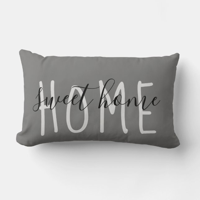 Home Sweet Home Rustic Modern Grey Lumbar Pillow (Front)