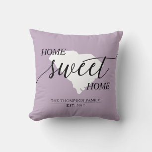 Home Sweet Home SC State Family Name Throw Pillow