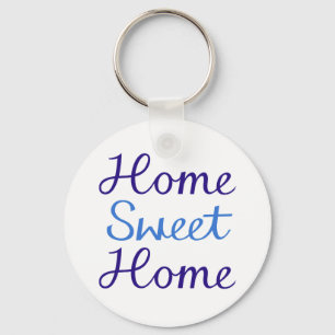 Home Sweet Home Script Design Blue & Cyan Keychain
