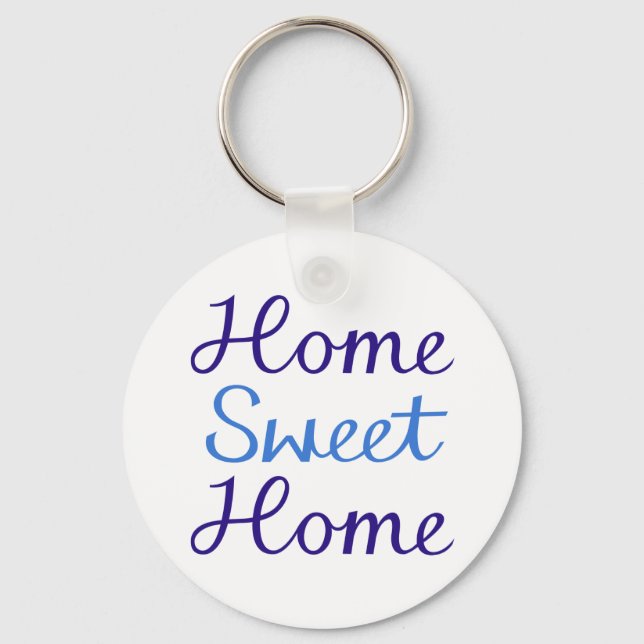 Home Sweet Home Script Design Blue & Cyan Keychain (Front)