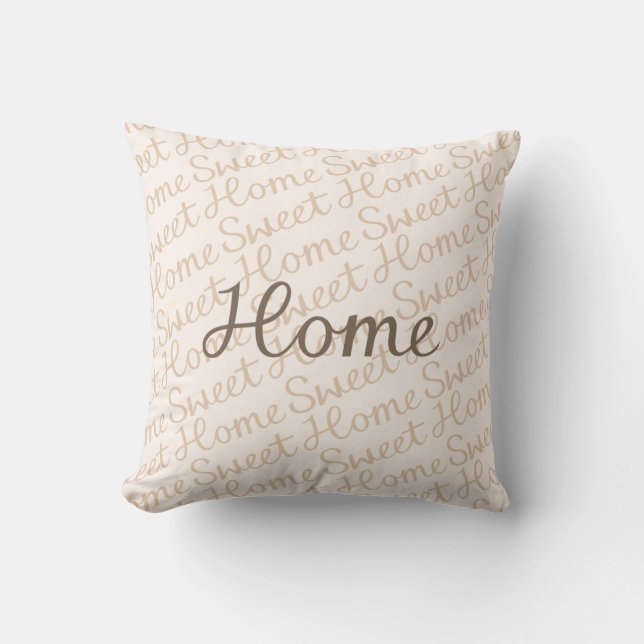 Home Sweet Home Script Design in Browns Throw Pillow (Front)