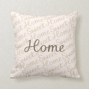 Home Sweet Home Script Design in Browns Throw Pillow