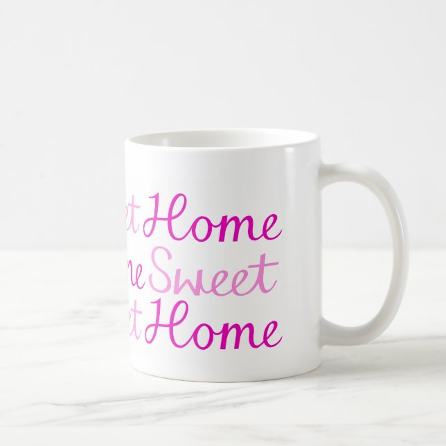 Home Sweet Home Script Design in Pinks Coffee Mug (Right)