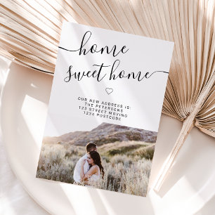 Home sweet home script modern photo moving announcement postcard