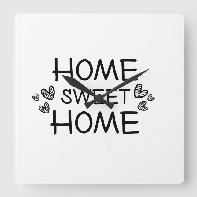 Home sweet home script  square wall clock (Front)