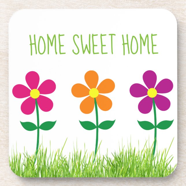 Home Sweet Home Spring Flowers Coaster (Front)