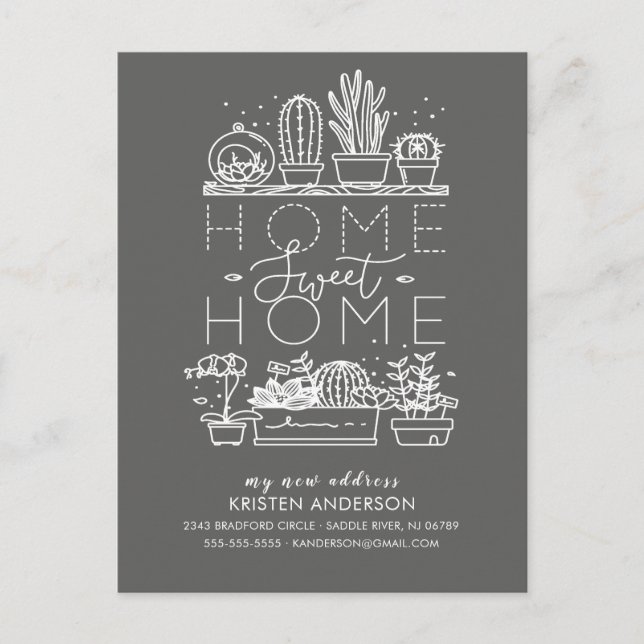 Home Sweet Home Succulent Moving Announcement (Front)