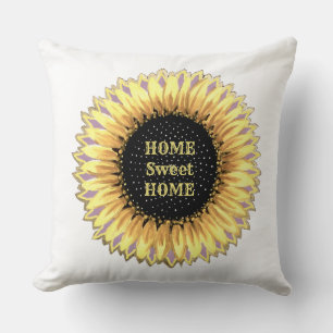 Home Sweet Home Sunflower Throw Pillow