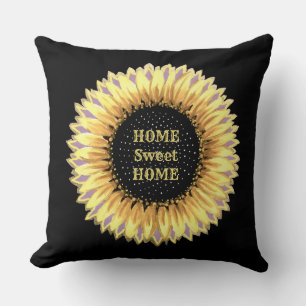 Home Sweet Home Sunflower Throw Pillow