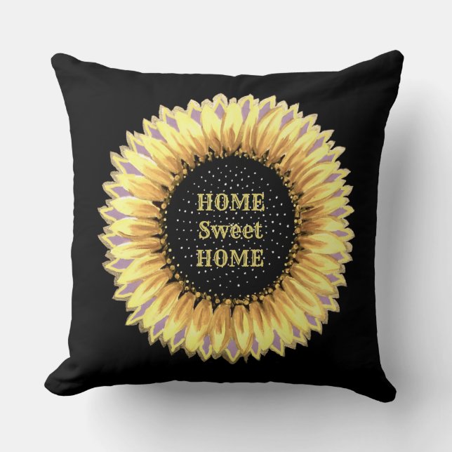 Home Sweet Home Sunflower Throw Pillow (Front)