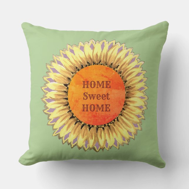 Home Sweet Home Sunflower Throw Pillow (Front)