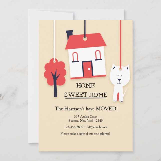 Home Sweet Home (Tan) Moving Faire-part (Devant)