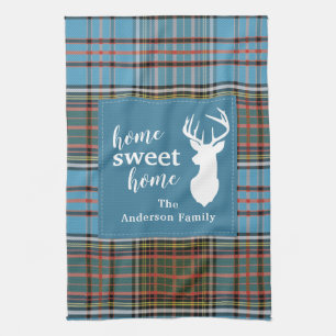Home Sweet Home Tartan Anderson Plaid Personalized Kitchen Towel