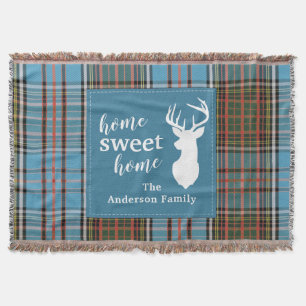 Home Sweet Home Tartan Anderson Plaid Personalized Throw Blanket