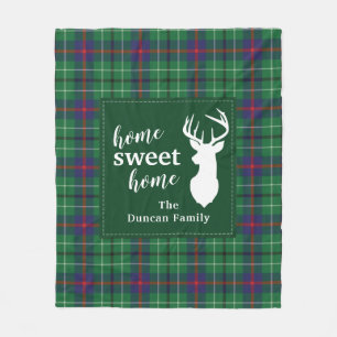Home Sweet Home Tartan Duncan Plaid Personalized Fleece Blanket
