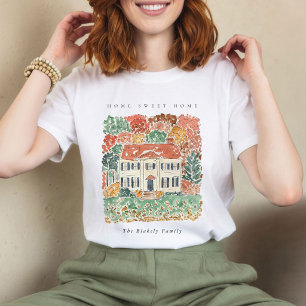Home Sweet Home Thanksgiving Autumn Georgian House T-Shirt