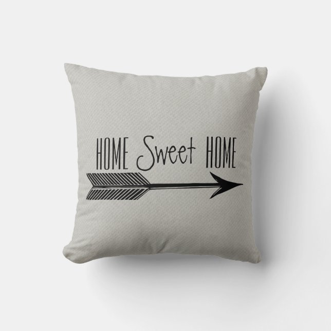 Home Sweet Home Typography With Arrow Throw Pillow (Front)