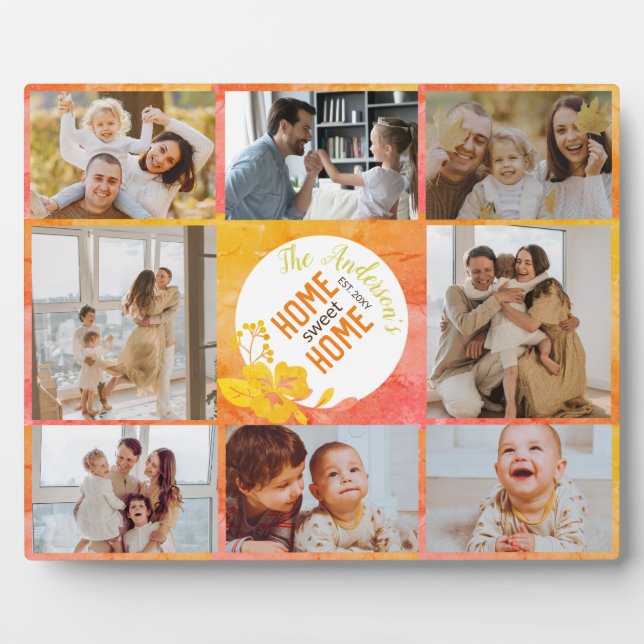 Home Sweet Home Unique Modern Photo Collage Family Plaque (Front)