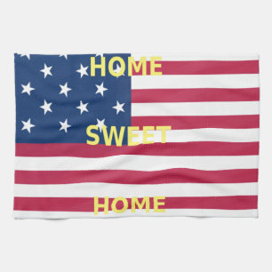 Home Sweet Home USA national Flag Colours Text Art Kitchen Towel