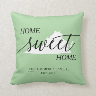 Home Sweet Home VA State Family Name Throw Pillow