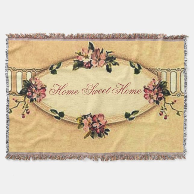 Home Sweet Home Vintage Dogwood Afghan Throw Blanket (Front)