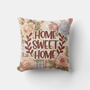 Home Sweet Home Vintage Rose Real Estate Gift Throw Pillow