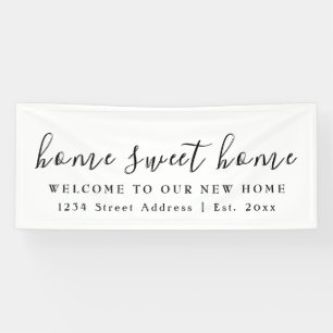 Home Sweet Home White Housewarming Party Banner