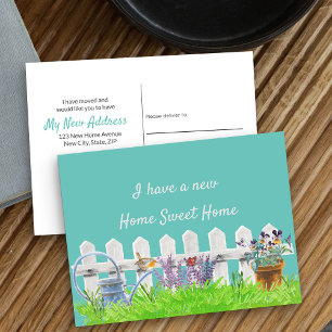 Home Sweet Home White Picket Fence My New Address Announcement Postcard