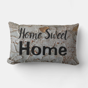 Home Sweet Home White Tree Bark Photo Nature Lumbar Pillow