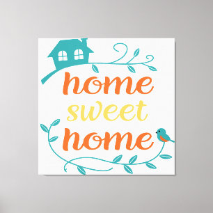 Home Sweet Home with Bird and House Canvas Print