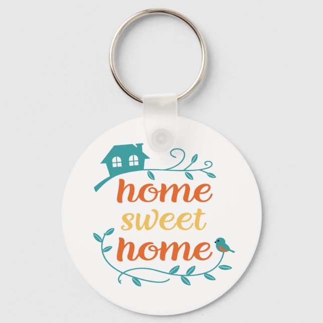 Home Sweet Home with Bird and House Keychain (Front)