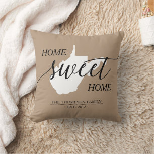 Home Sweet Home WV State Family Name Throw Pillow