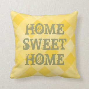 Home sweet home yellow mosaic tile throw pillow