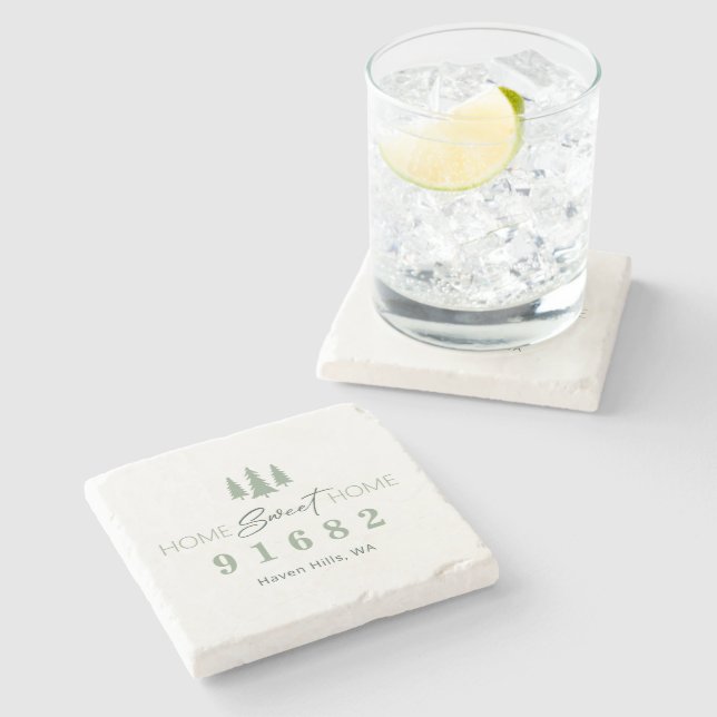 Home Sweet Home Zip Code Stone Coaster (Side)