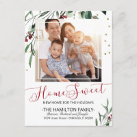 Home Sweet New Home Red Calligraphy Christmas
