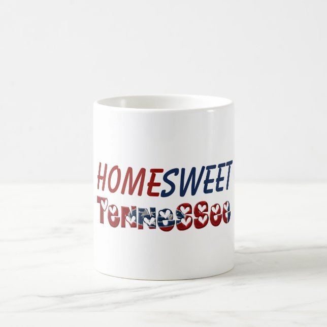Home Sweet Tennessee State Flag Typography Hearts Coffee Mug (Center)